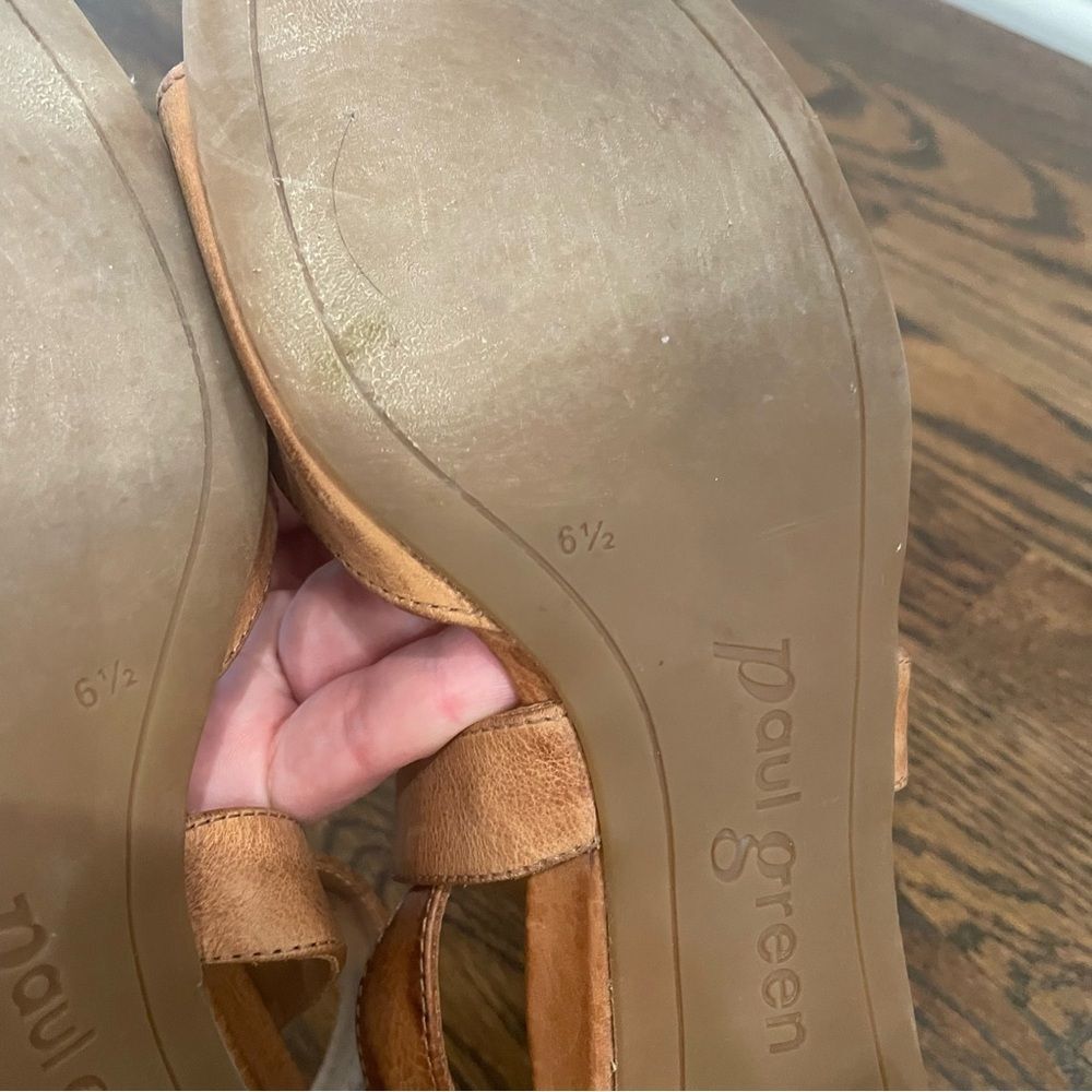 PAUL GREEN Brown Leather Buckle Stacked Block Heel Sandals - Picture 6 of 9
